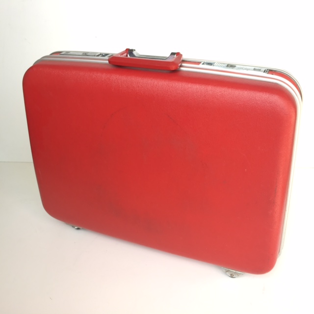 SUITCASE, Large Bright Red Hardcase - 1960-70s